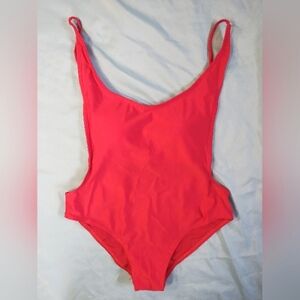 High waisted deep rear plunge one piece swimsuit